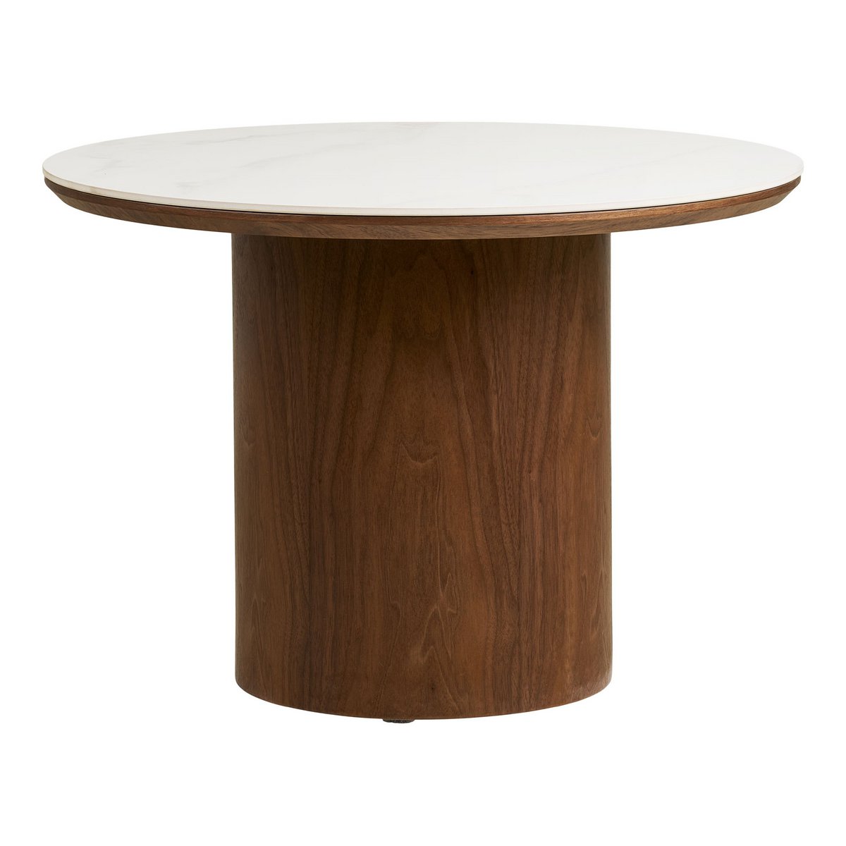Table Basse NOLI Céramique Blanc Pied Frêne Ø60×42 cm