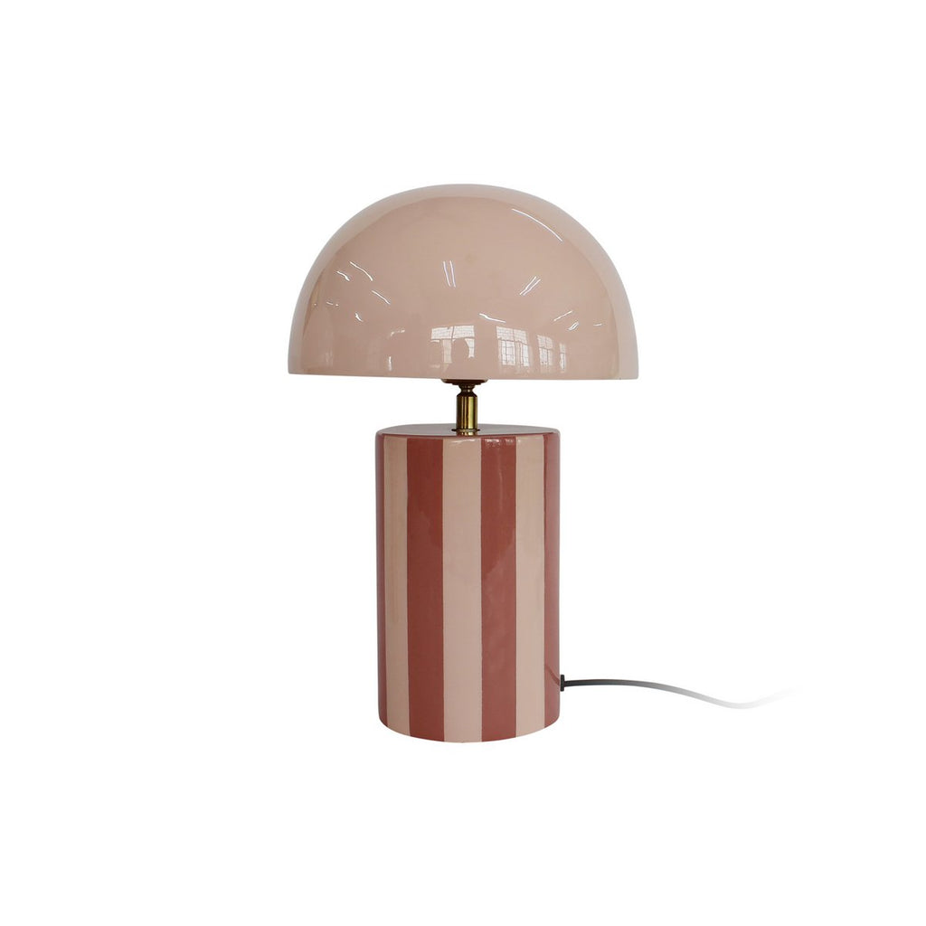 Lampe à Poser CHLOÉ Champignon Fer Rayé Or Rosé Pied Chromé Ø25×34 cm