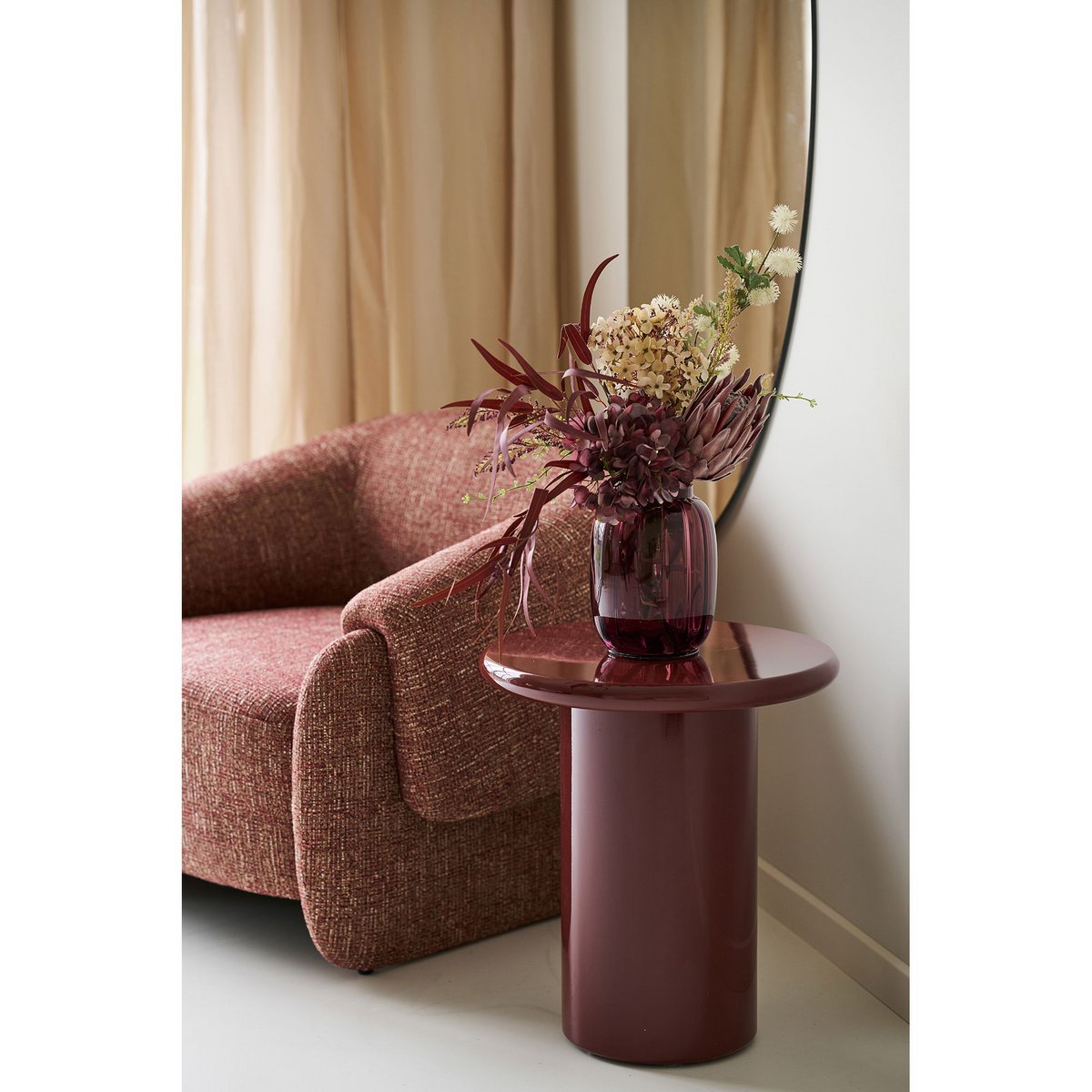 Table d'Appoint OTAGO Laquée Bordeaux Ø45×50 cm