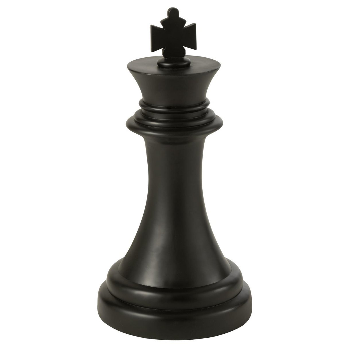 Grande statue décorative noire (70cm) représentant la pièce du Roi dans un jeu d'échecs, finition mate élégante.