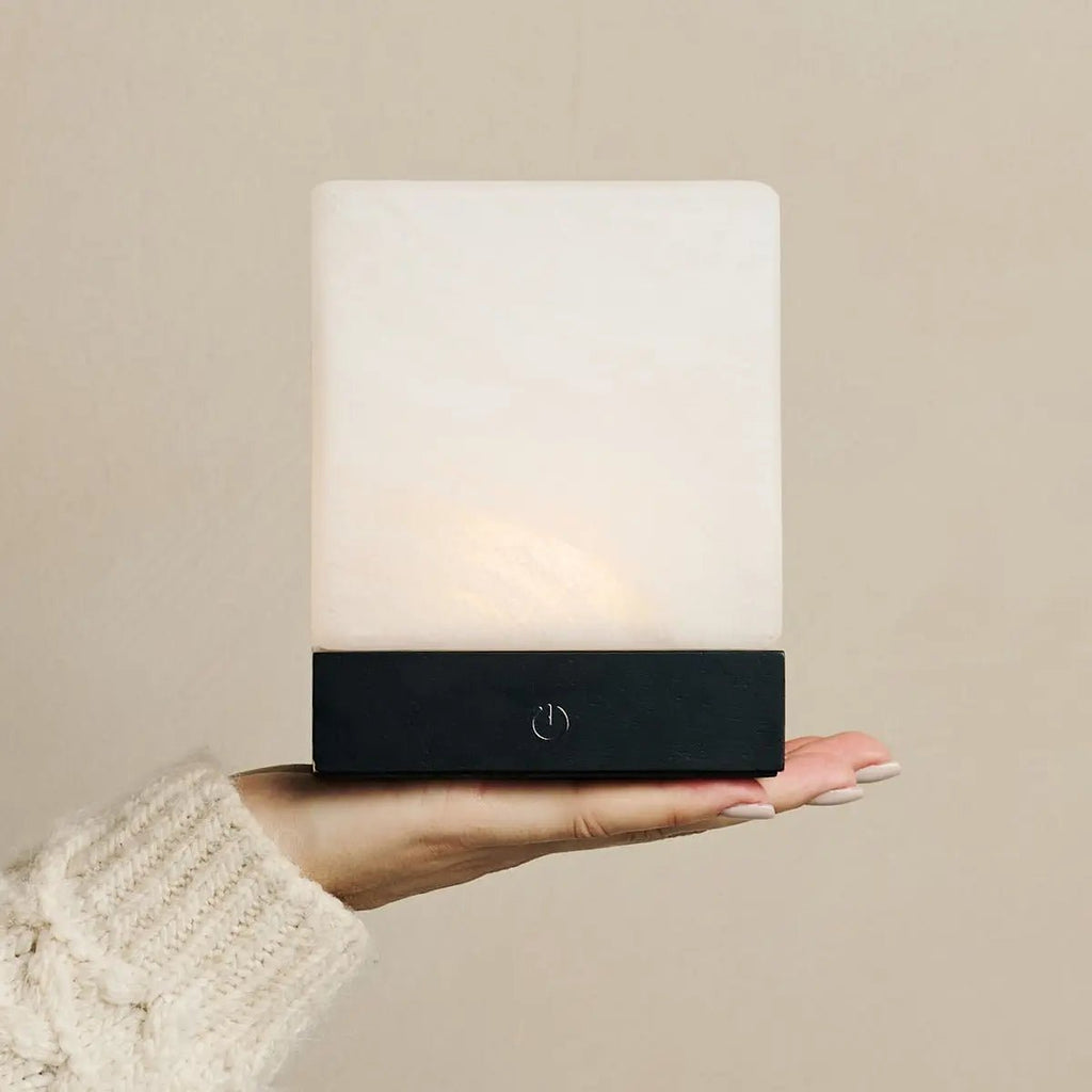 Lampe à Poser HÉVÉA Bois Noir Sans Fil Rechargeable Ø12×15 cm