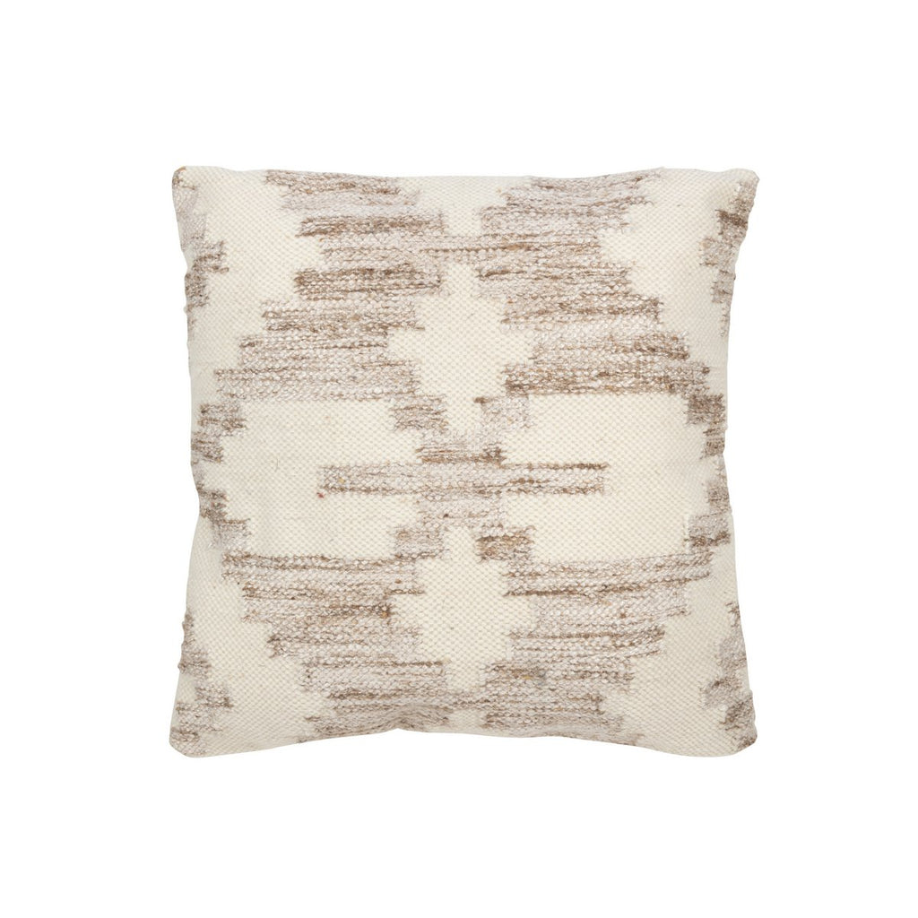 Coussin ALBA Motif Croix Ethnique Laine Crème Beige 60×60 cm