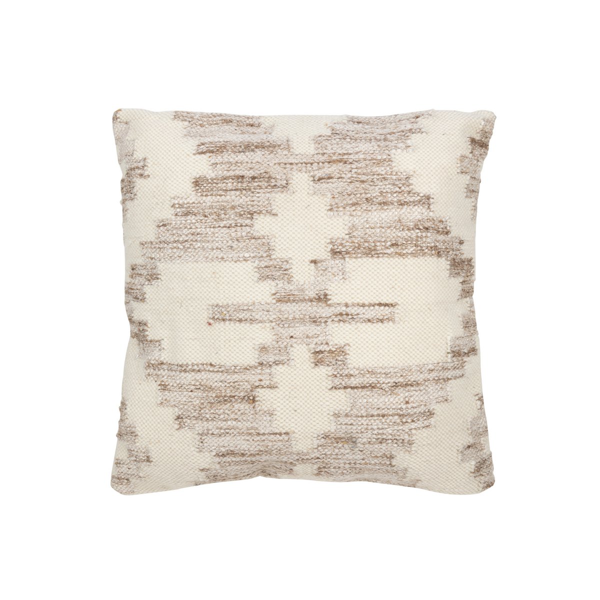 Coussin ALBA Motif Croix Ethnique Laine Crème Beige 60×60 cm