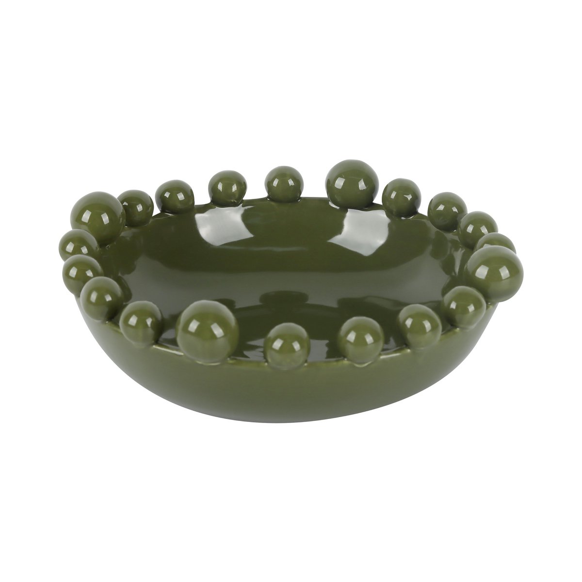 Bol Décoratif CADIX DOTTY Vert Olive à Boules – Ø22 cm