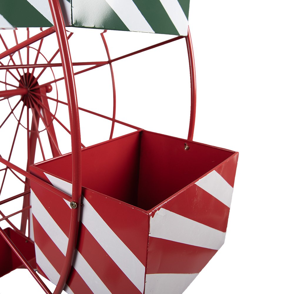 Décoration Noël Grande Roue Métal Rouge 137×50×160 cm
