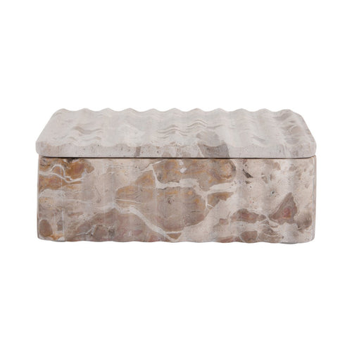 Boîte en marbre ouverte montrant l'espace de rangement intérieur