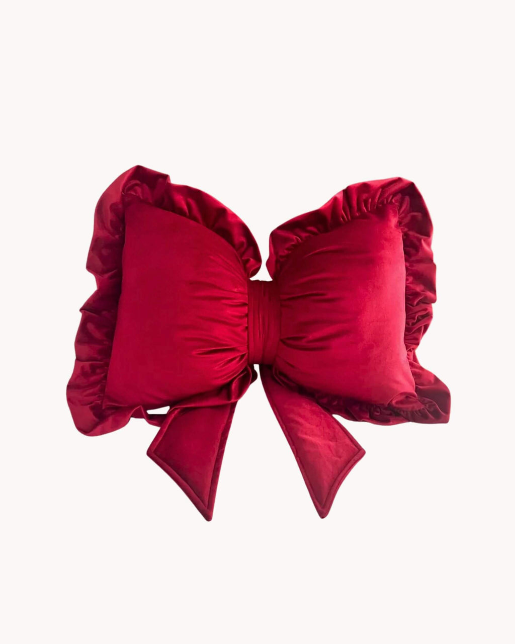 Coussin de Noël CARMINE en velours rouge avec nœud élégant – Blomstra Home