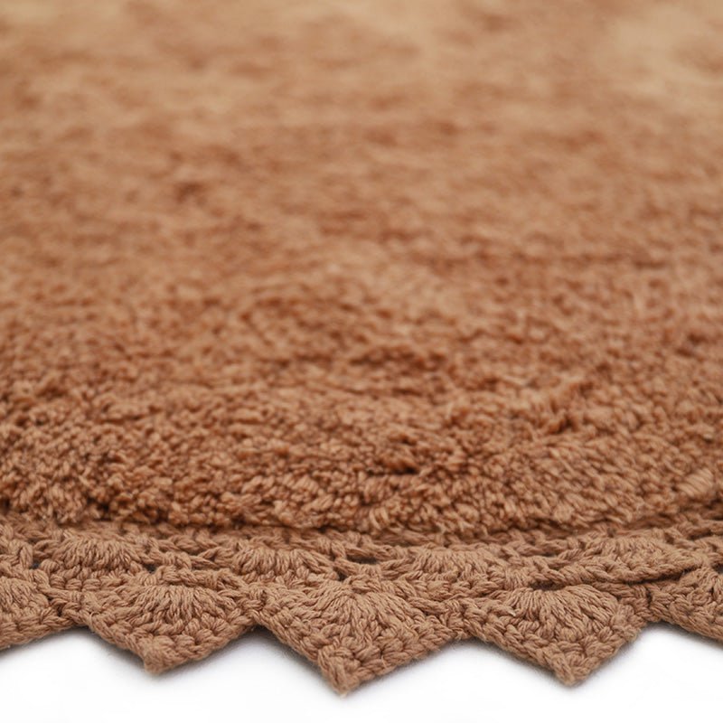Tapis Rond Coton Tufté Main Finition Crochet Toffee Ø110 cm – Perla