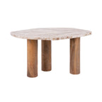 Table Basse ORGANIC Marbre Marron Pieds Bois 75×50×40 cm