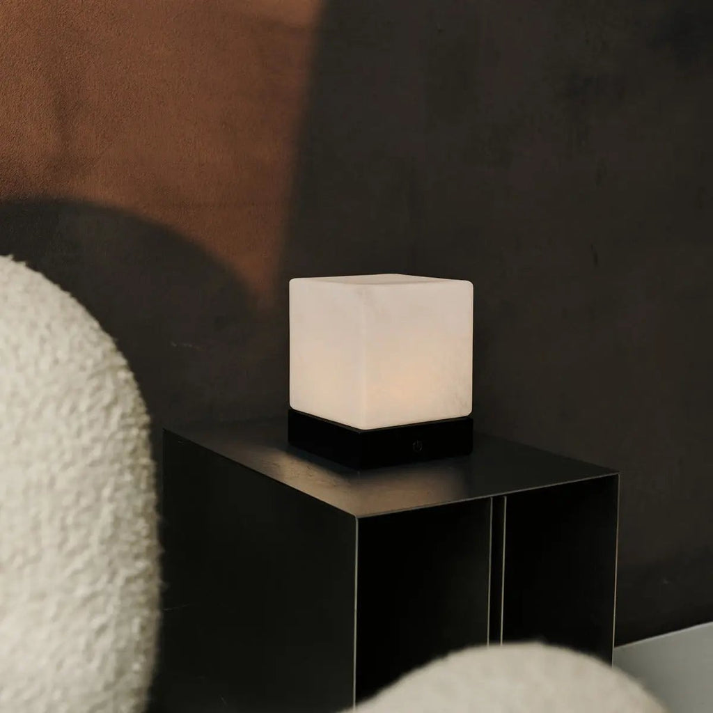 Lampe à Poser HÉVÉA Bois Noir Sans Fil Rechargeable Ø12×15 cm