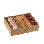 Coffret 6 Tasses + Soucoupes Bambou Céramique Rouge Casse-Noisette Noël