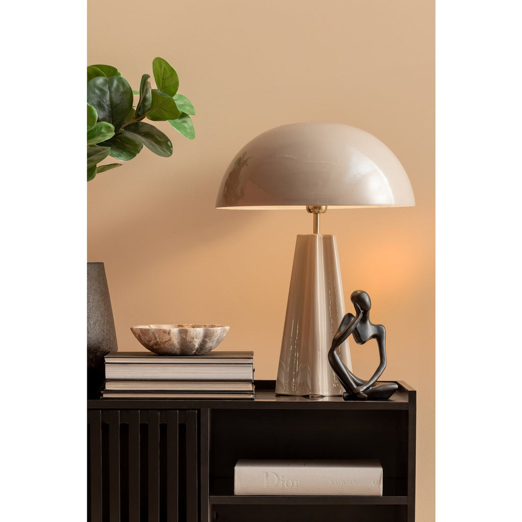 Lampe de Table Grand Format Fer Taupe Amplio XL Ø40 cm