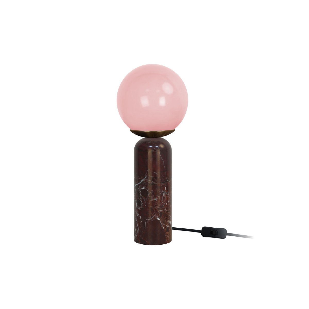 Lampe de Table LAZIO Sphère en Marbre et Verre Bordeaux – Ø15 × H38 cm