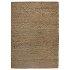 Tapis rectangulaire tissé en jute et coton coloris vert fougère moucheté Vivaraise.