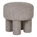 Pouf CANBERRA Bouclette Gris Clair Pieds Cylindriques Ø43×43 cm