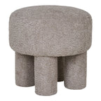 Pouf CANBERRA Bouclette Gris Clair Pieds Cylindriques Ø43×43 cm