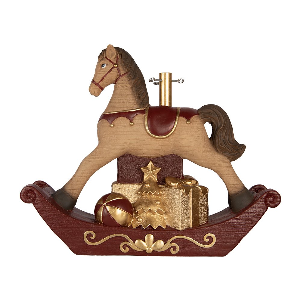 Support Sapin de Noël Cheval à Bascule Céramique Marron 73×21×61 cm