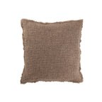 Coussin SAHEL Bords Effilochés Coton Taupe 50×50 cm