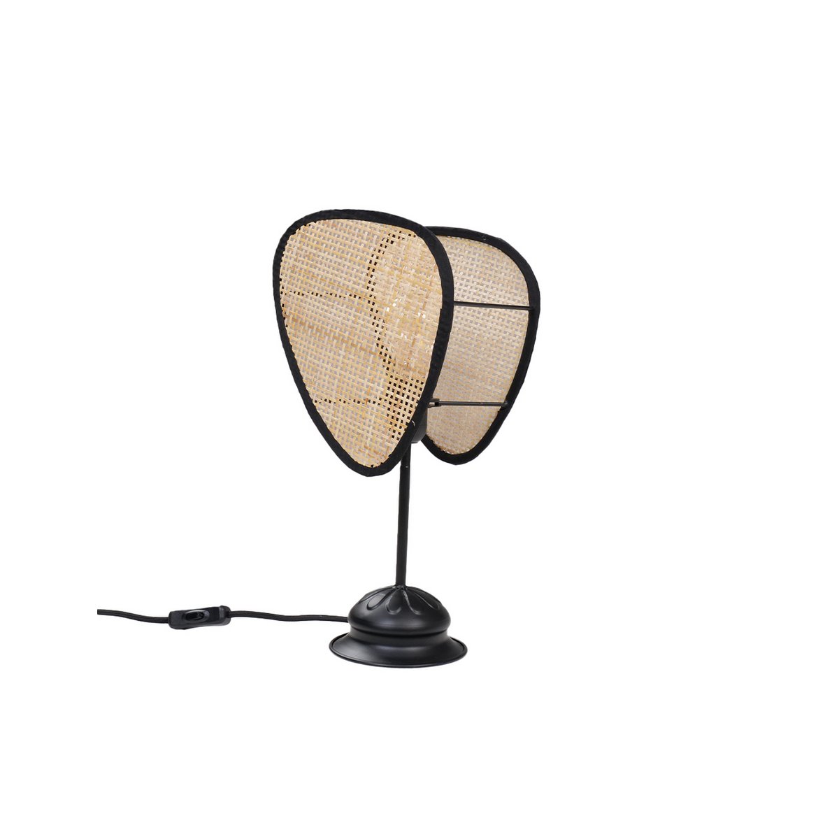 Lampe de Table Métal Noir & Abat-jour Rotin – Myke