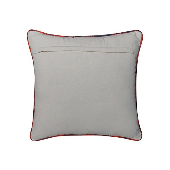 Housse de Coussin Noël Renne À Carreaux Brodée Coton Lin 45×45 cm