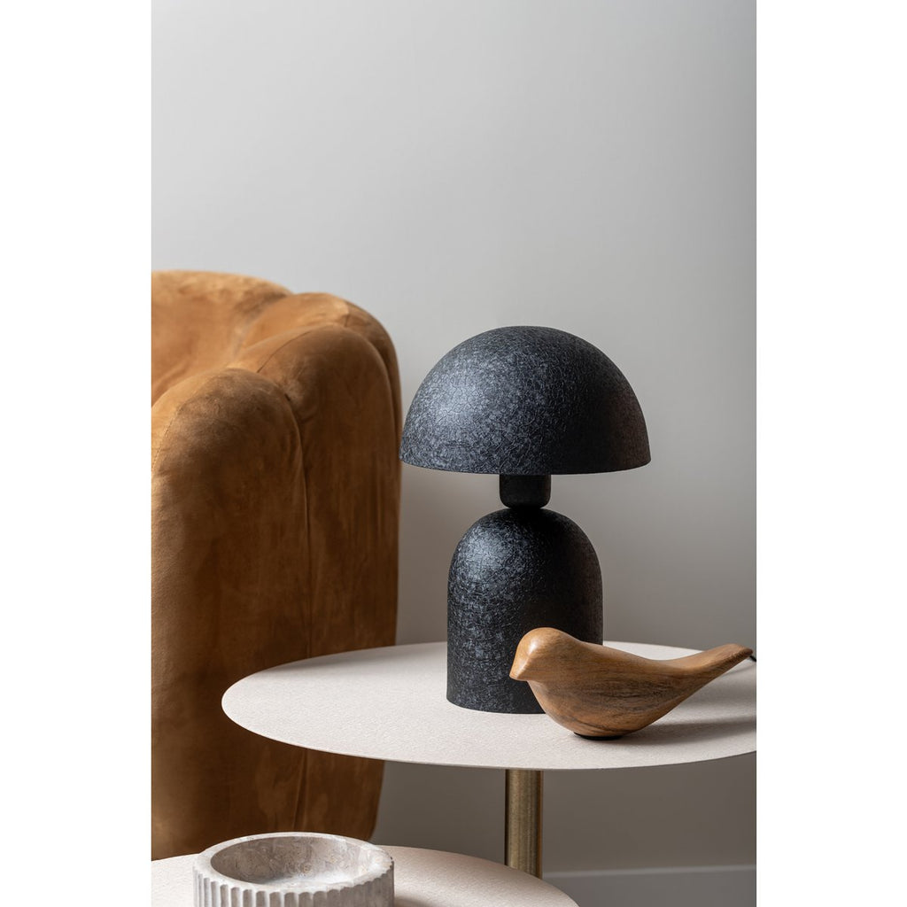Lampe de Table Champignon Fer Texturé Noir BOAZ Petit Modèle Ø21 cm