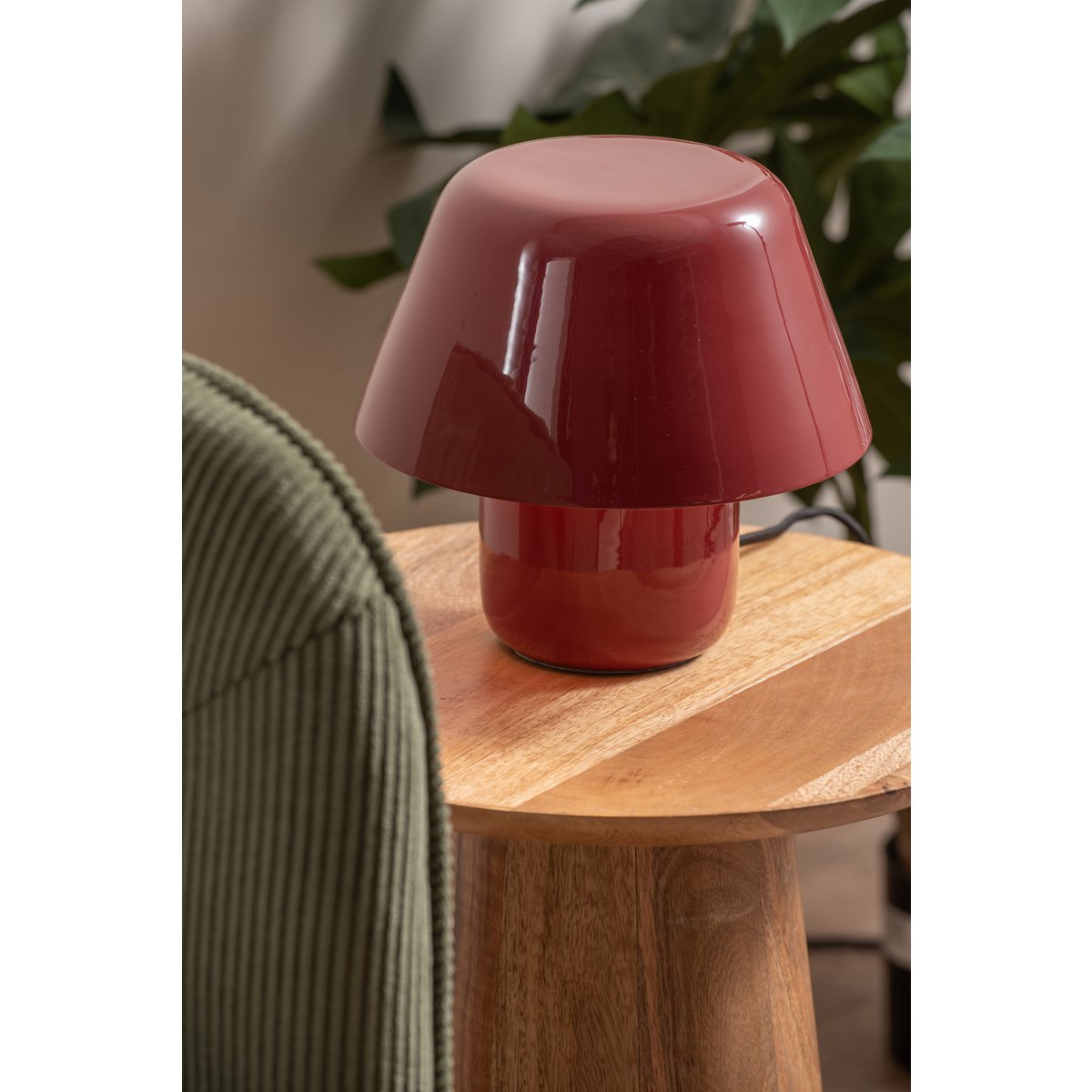 Lampe de Table Compacte Fer Émaillé Rouge Afan Ø20 cm