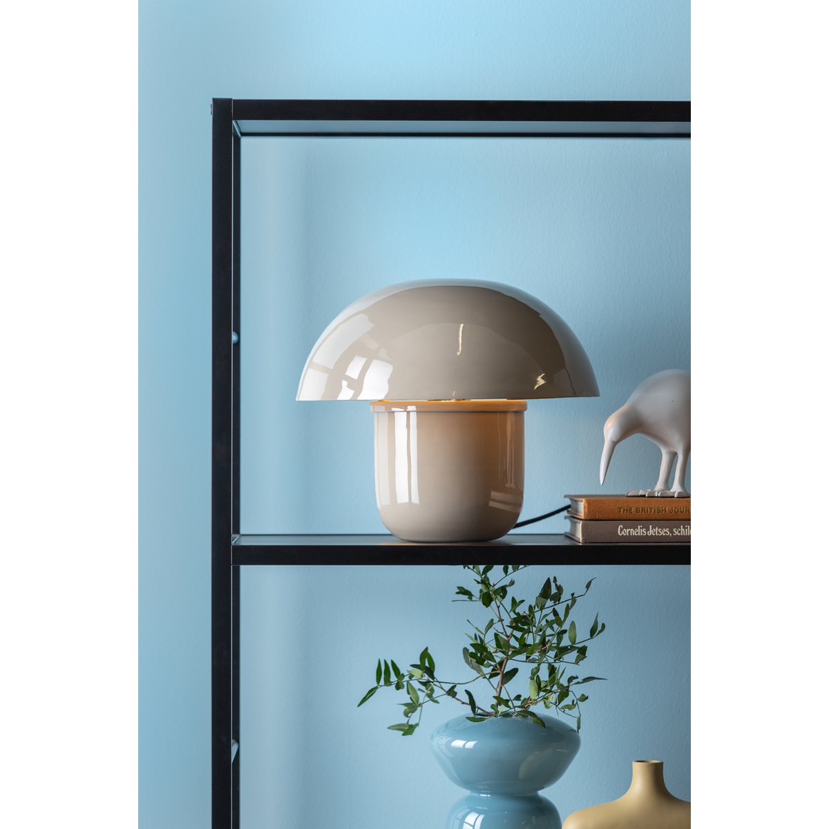Lampe à Poser NORA Champignon Fer Émaillé Gris Ø29×25 cm