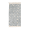 Tapis Long Bleu à Pois & Pompons Beiges – Hilde