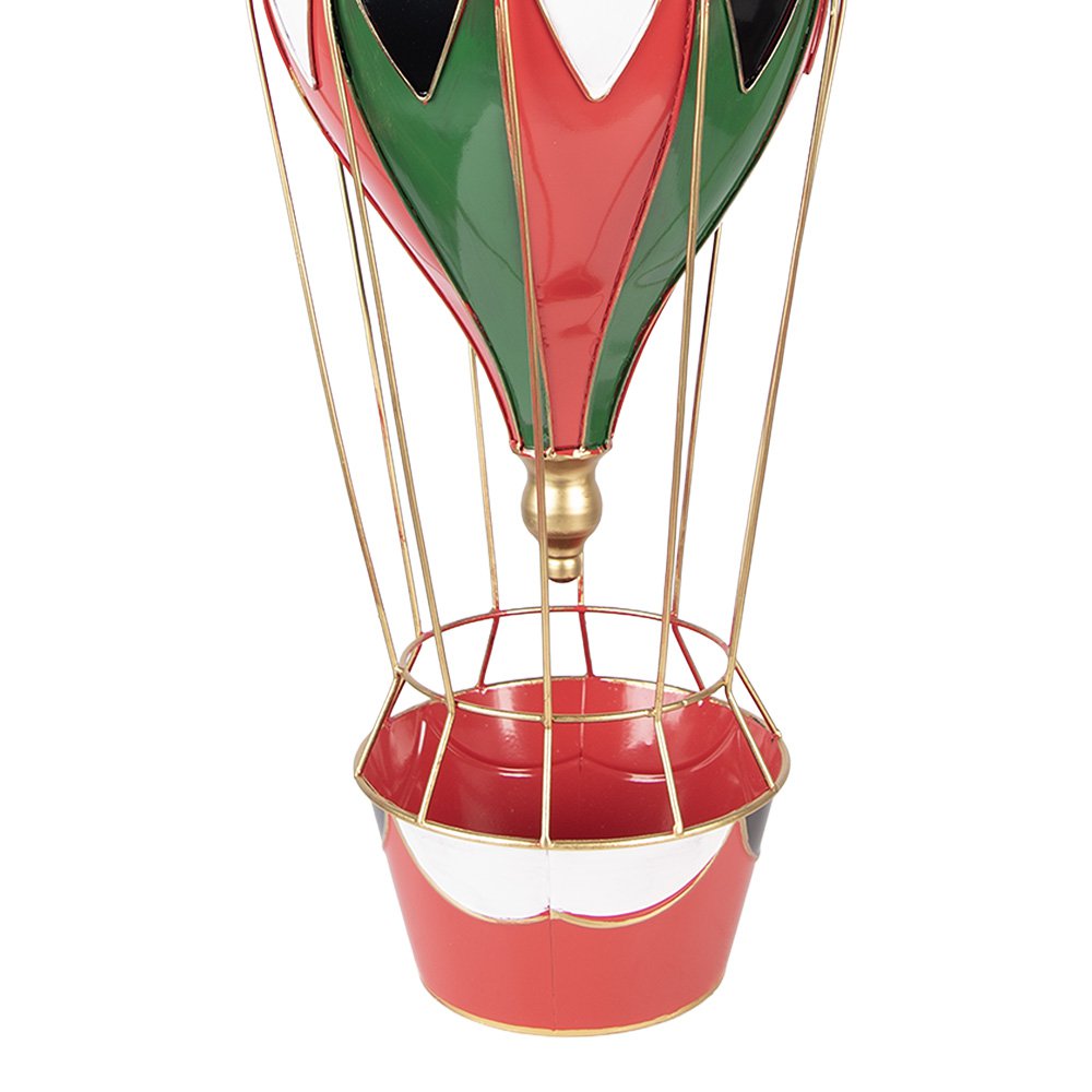 Décoration Noël Montgolfière Métal Rouge Vert Or Ø26×62 cm