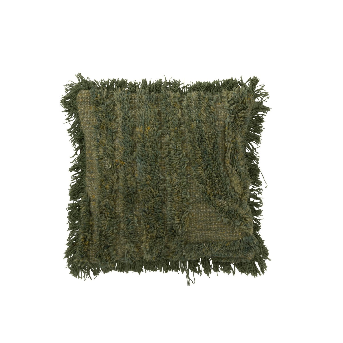 Coussin MOSS Lignes Touffetées Laine Vert Kaki 45×45 cm