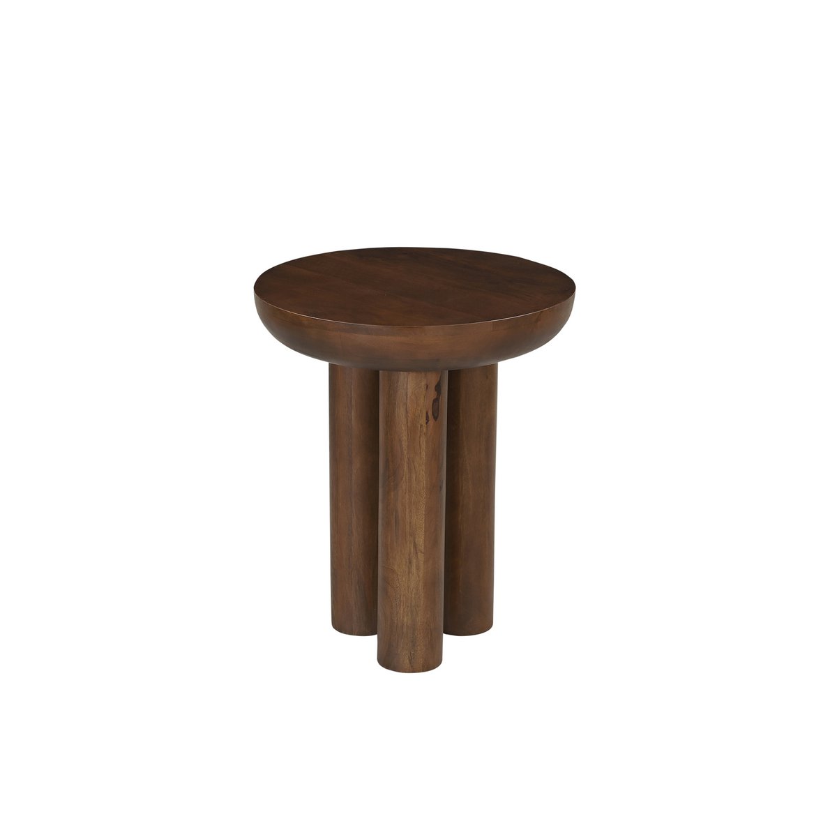 Perspective mettant en valeur l'épaisseur impressionnante du plateau rond (10cm).