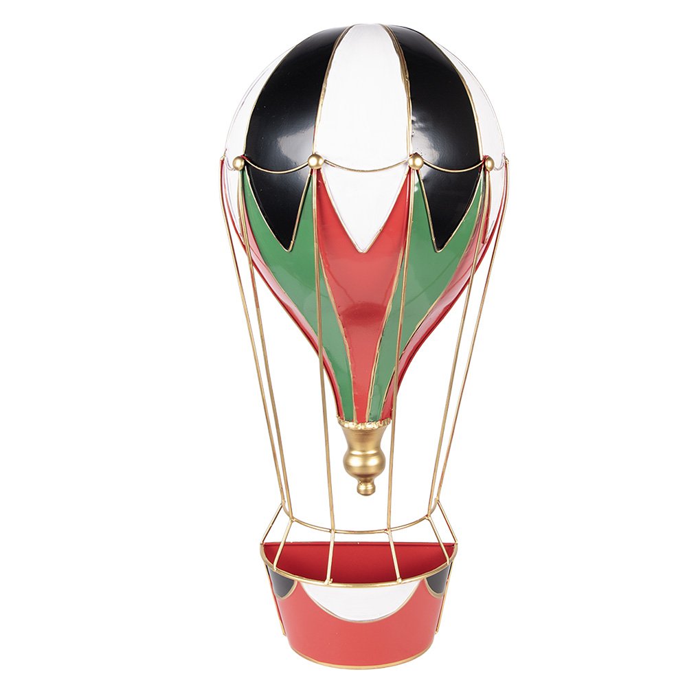 Décoration Noël Montgolfière Métal Rouge 26×14×62 cm