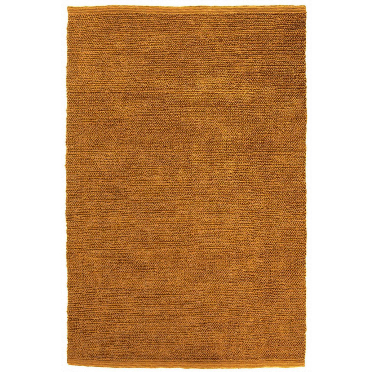Très grand tapis rectangulaire en jute naturel tressé couleur jaune moutarde Elios vue de dessus.