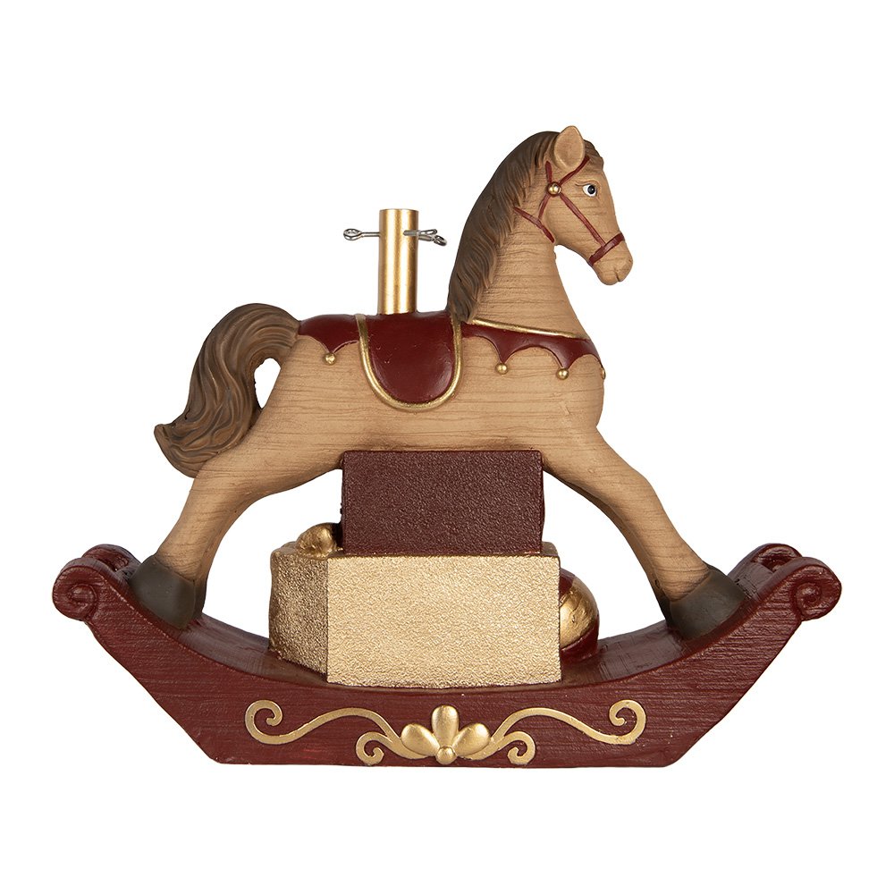 Support Sapin de Noël Cheval à Bascule Céramique Marron 73×21×61 cm