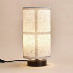 Lampe à Poser Japandi en Lin et Bois Foncé Sakura (35cm)