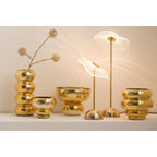 Lampe de Table LED Motif Fleur Dorée Petit Modèle Ø23,5 cm