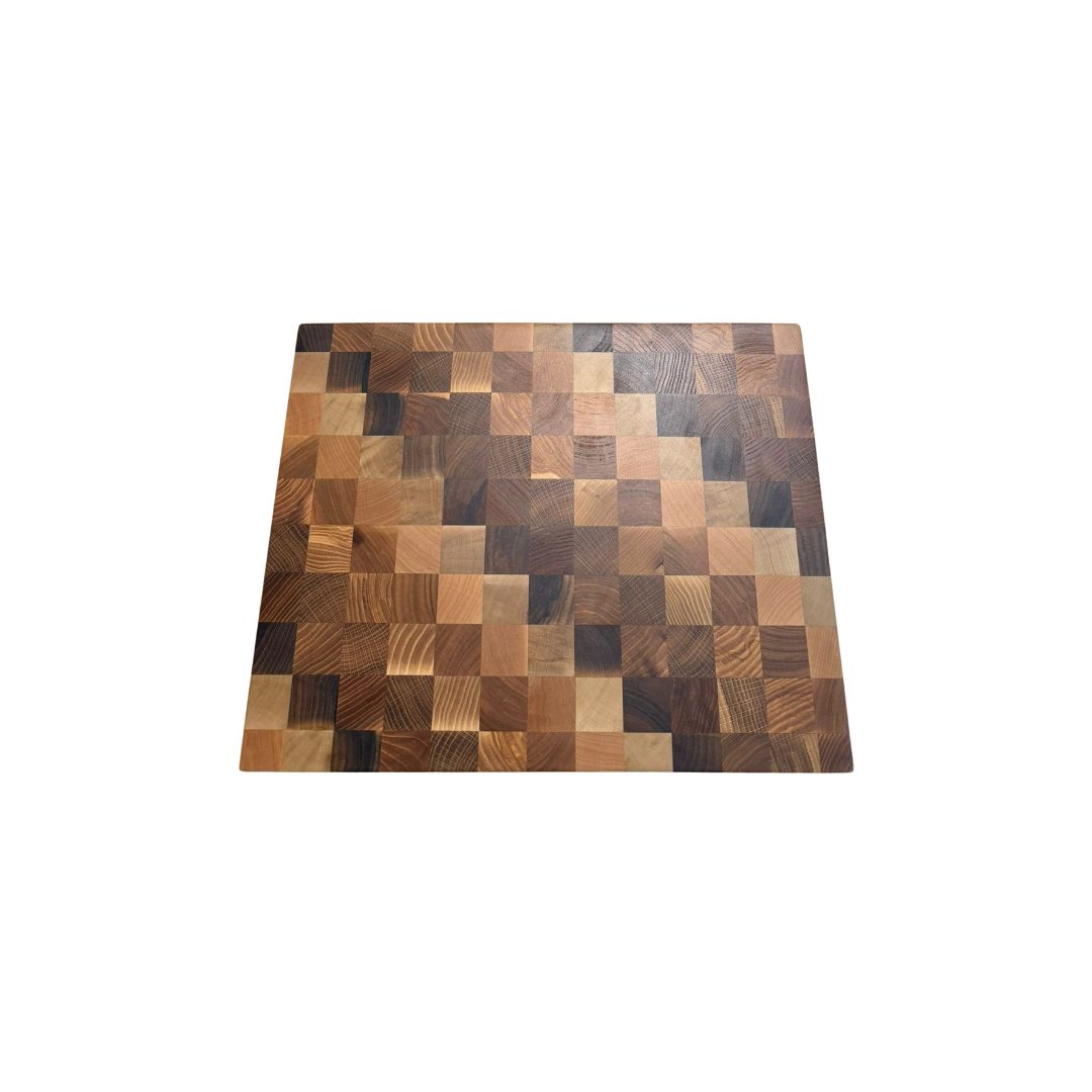 Planche à Découper Bois de Bout Frêne & Sapelli Motifs Géométriques