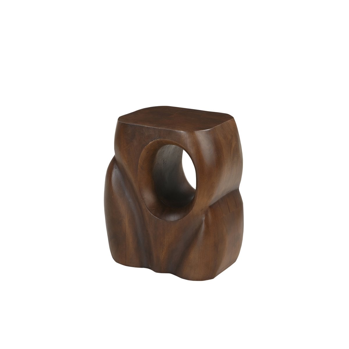 Autre perspective de cette table d'appoint contemporaine en bois massif chaleureux.