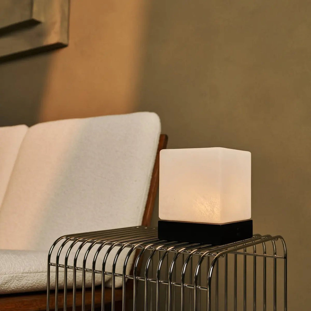 Lampe à Poser HÉVÉA Bois Noir Sans Fil Rechargeable Ø12×15 cm