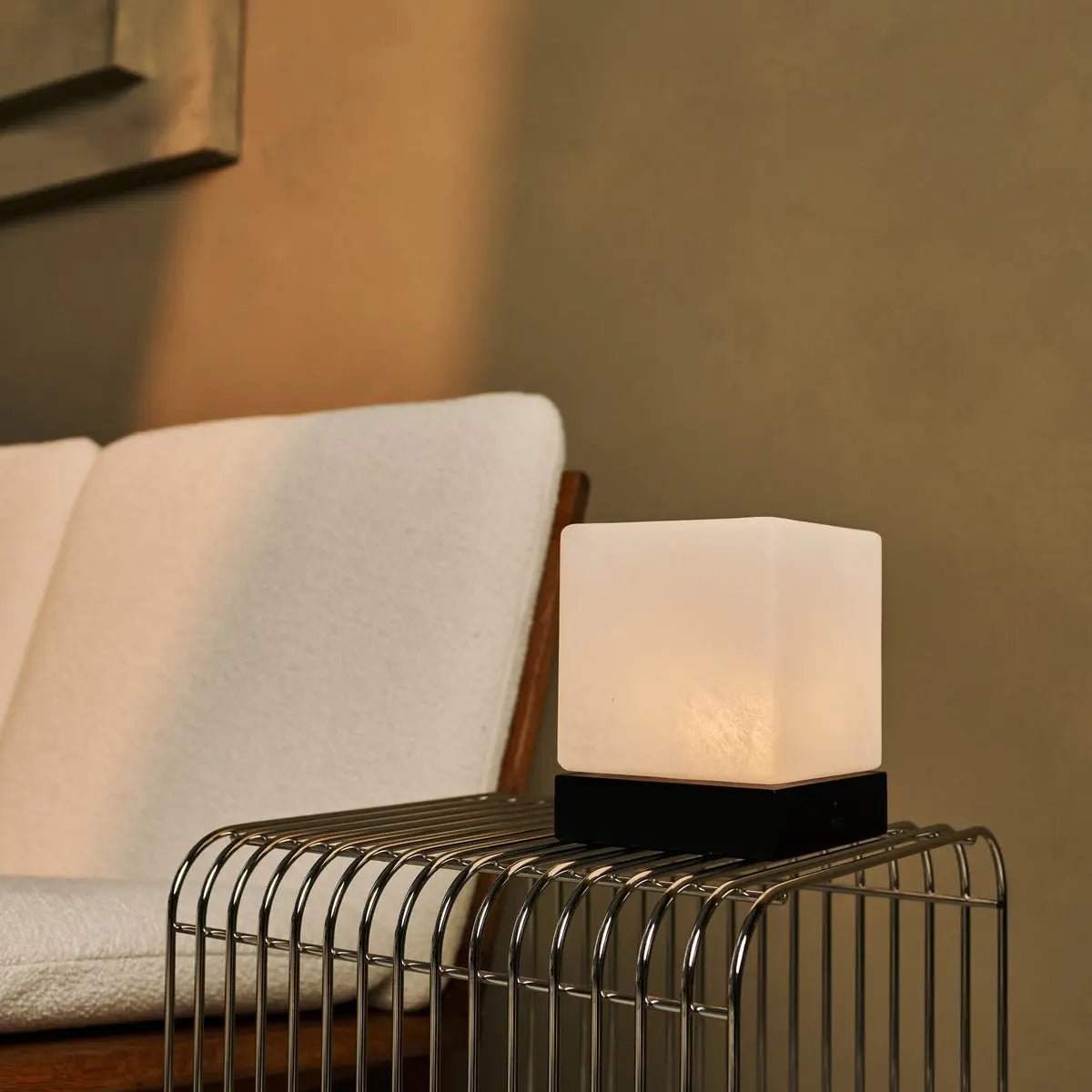 Lampe à Poser HÉVÉA Bois Noir Sans Fil Rechargeable Ø12×15 cm