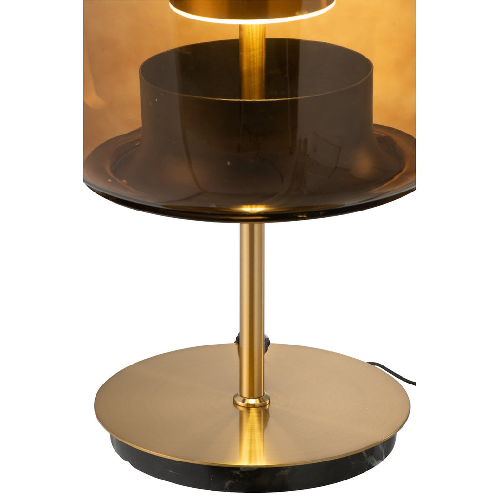 Lampe de Table LARA Verre Ambré et Doré Ø35×58 cm
