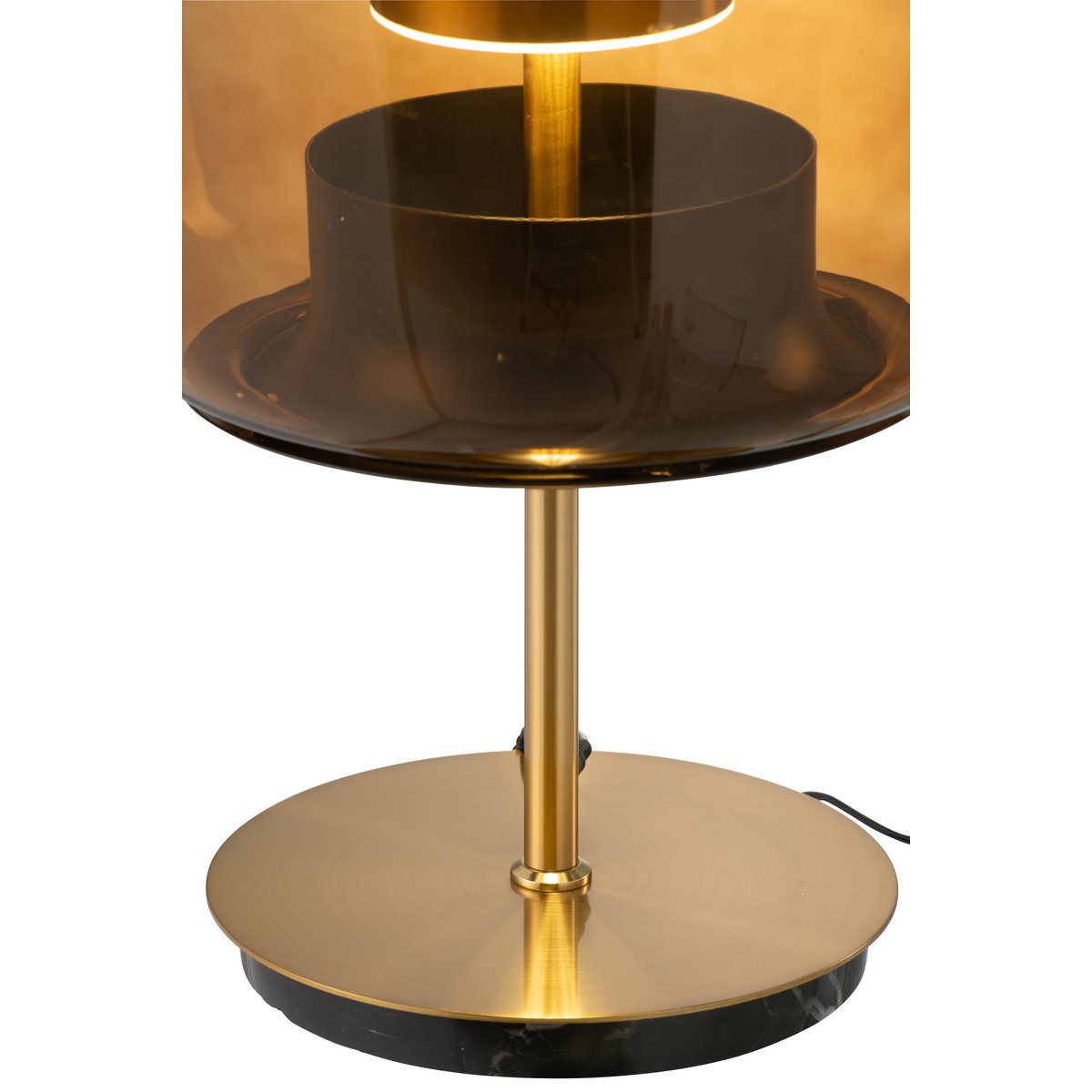 Lampe de Table LARA Verre Ambré et Doré Ø35×58 cm