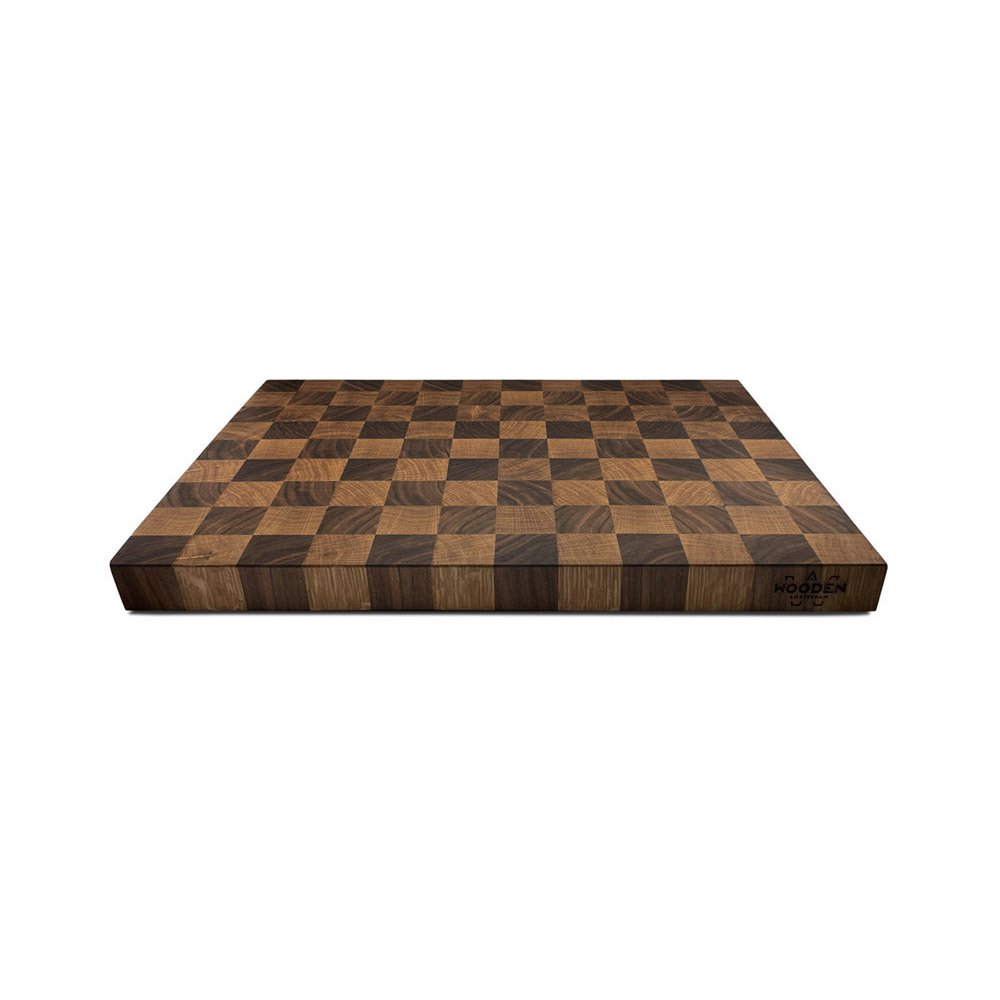 Planche à Découper Bois de Bout Motifs Labyrinthe & Échecs