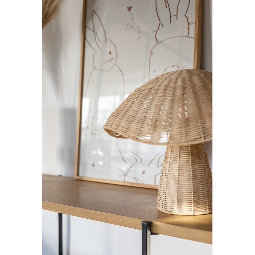 Lampe de Table Champignon en Rotin Naturel – Boletus