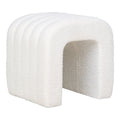 Pouf COLMA Bouclette Blanc Structure Bois 41×36,5 cm