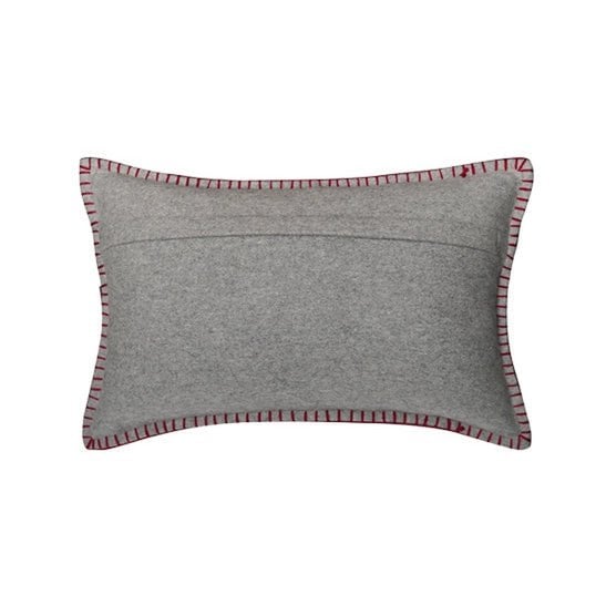 Housse de Coussin Noël Glimt Ornements Appliqués Cœur Flocon Boules Laine Gris Rouge 30×50 cm