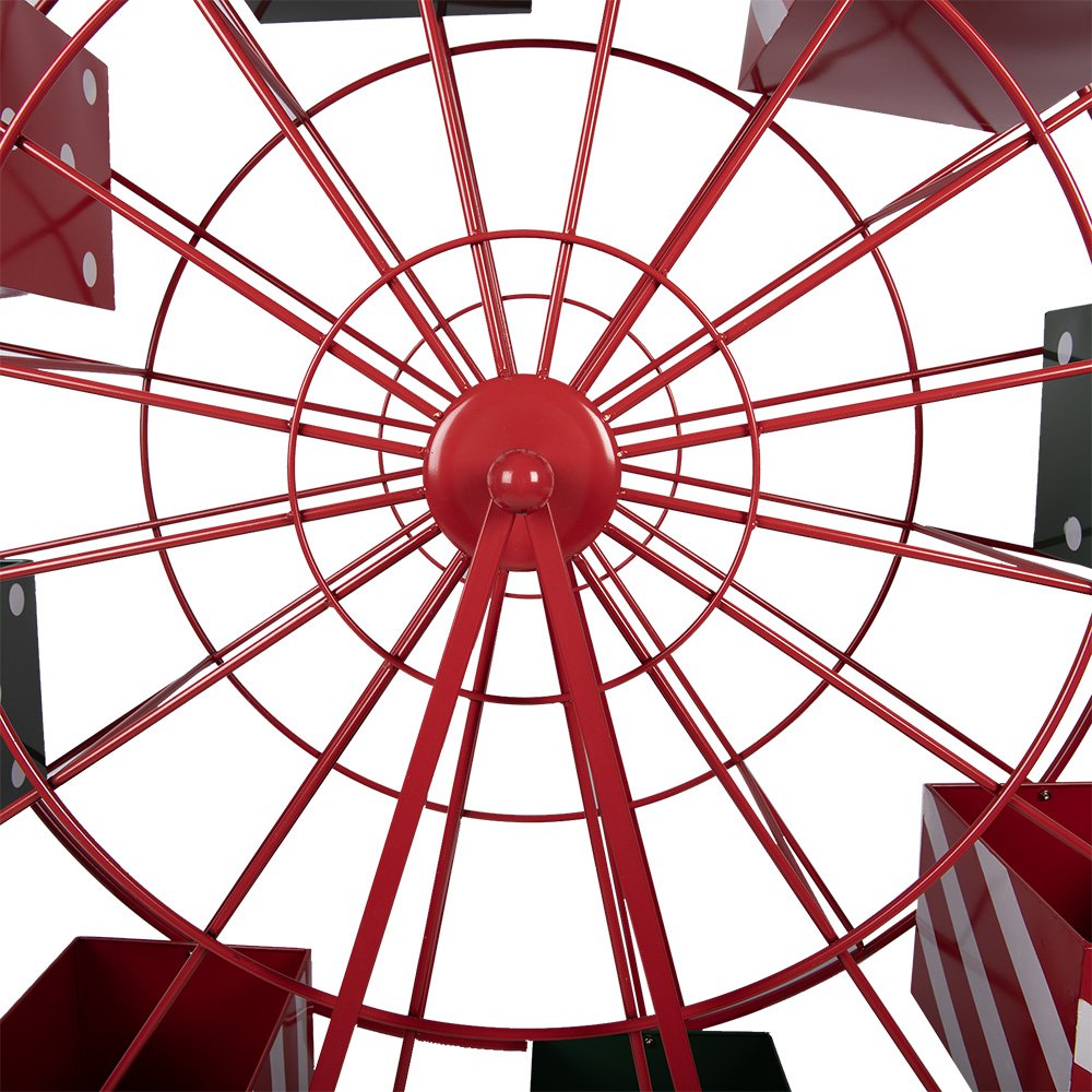 Décoration Noël Grande Roue Métal Rouge 137×50×160 cm