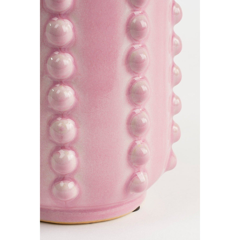 Vase BOAZ en Céramique Rose à Reliefs – Ø11 × H30 cm