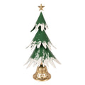 Décoration Noël Sapin Métal Vert Effet Neige Base Dorée 26×20×50 cm
