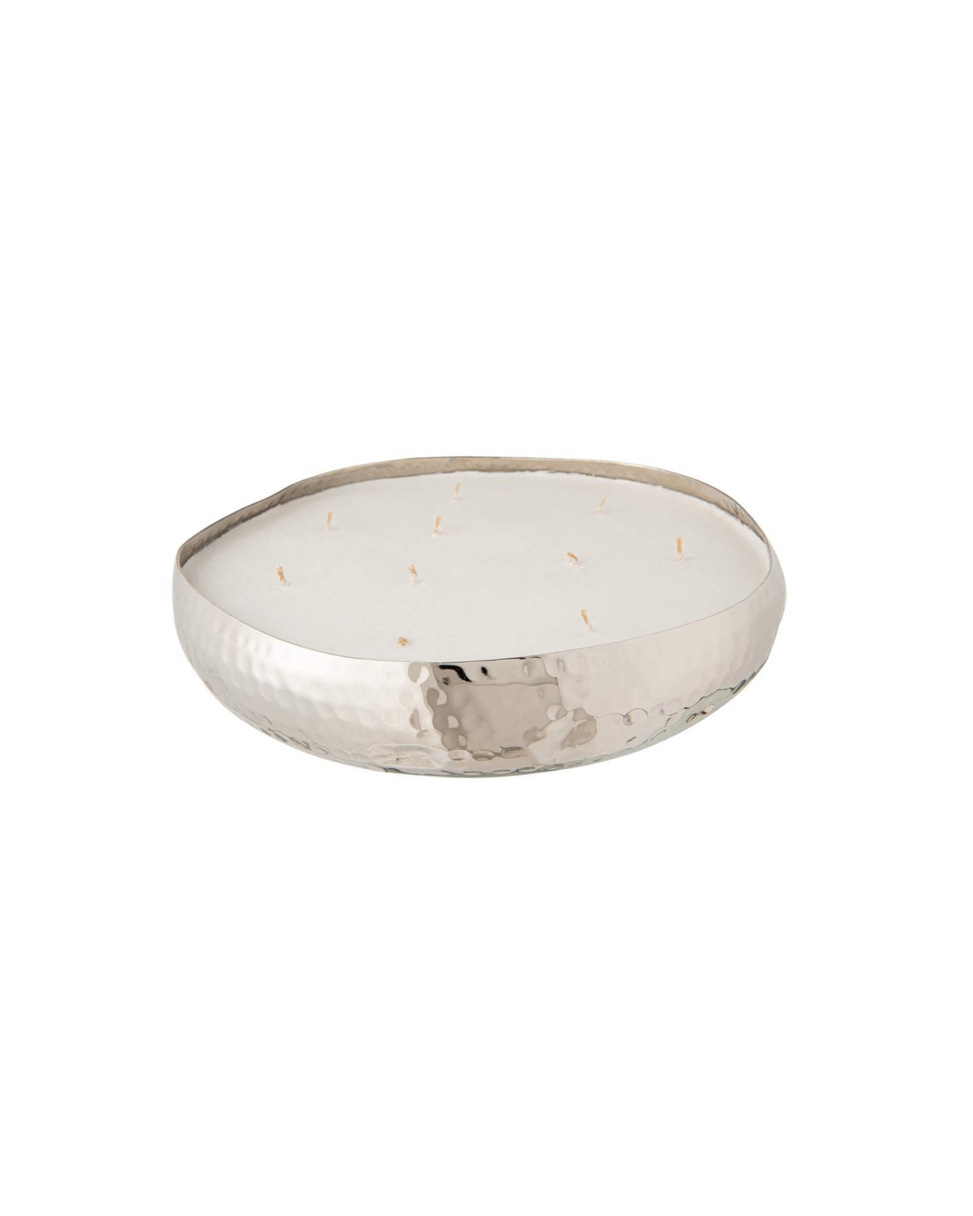 Grande Bougie Centre de Table Lina L – 9 Mèches Argent & Agrumes Ø31cm